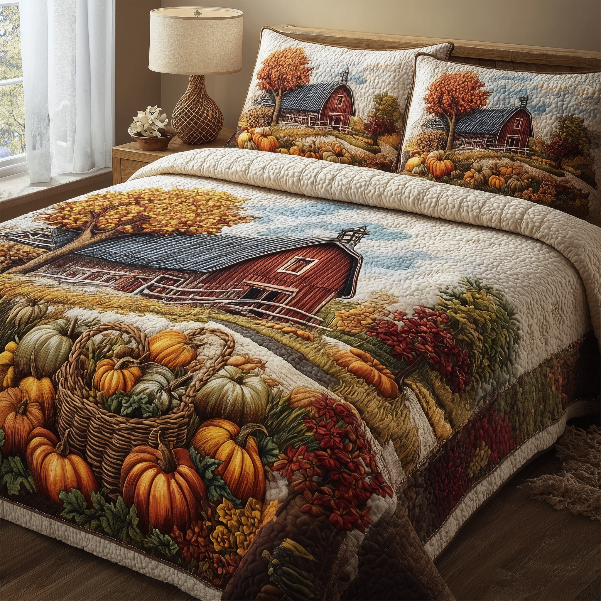 Fall Farmhouse Quilted Bedding Set Classic Style
