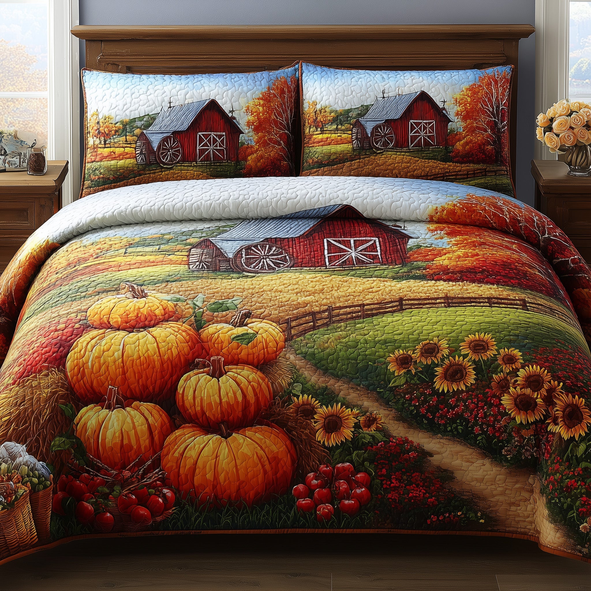 Fall Farmhouse Quilted Bedding Set Durable And Long-lasting