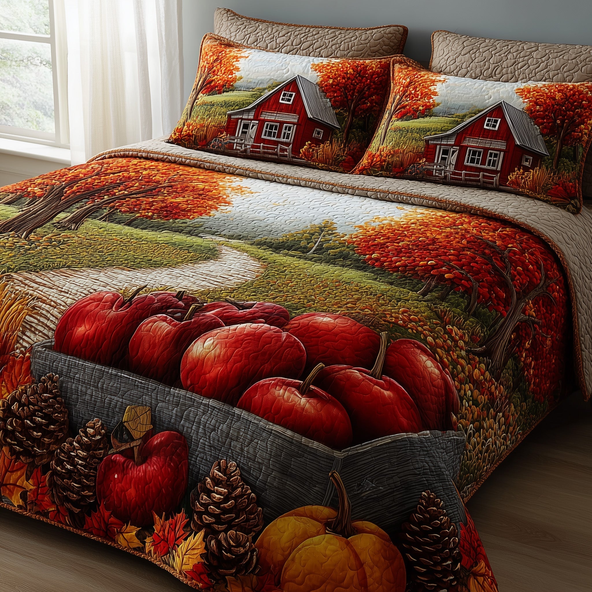 Fall Farmhouse Quilted Bedding Set Modern Design