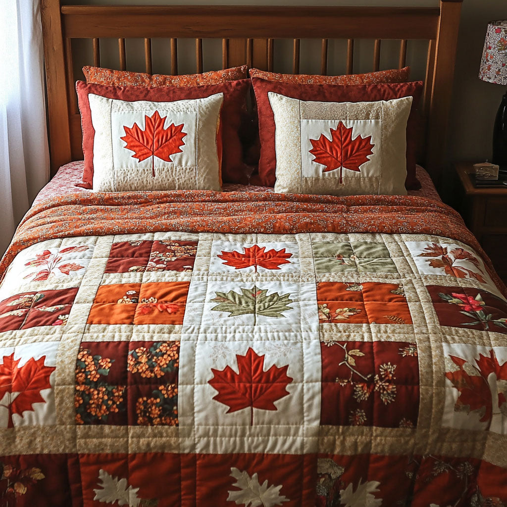 Fall Foliage Bliss Quilted Bedding Set Fall Bedding Ideas Great Family Gifts