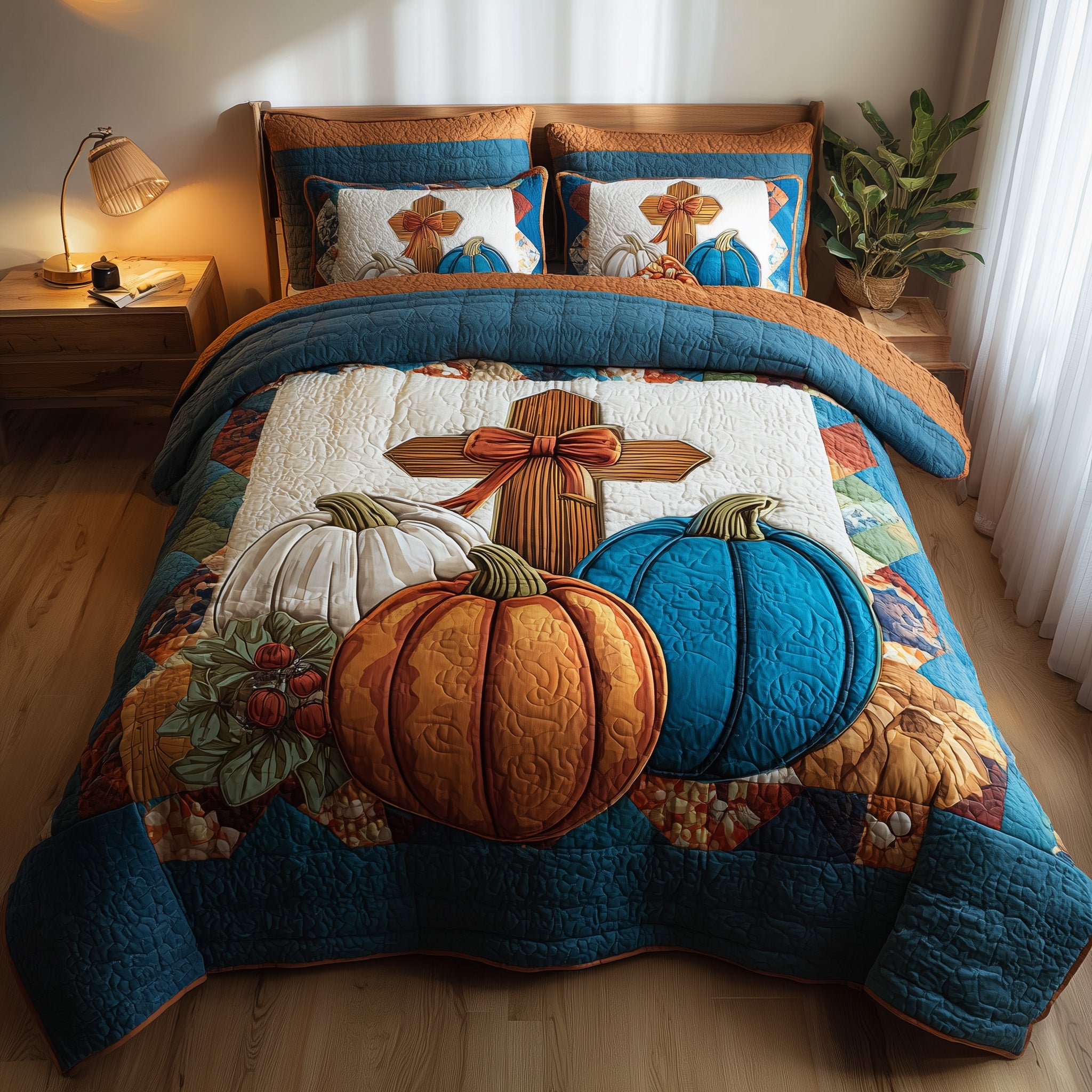 Fall For Jesus Quilted Bedding Set Breathable