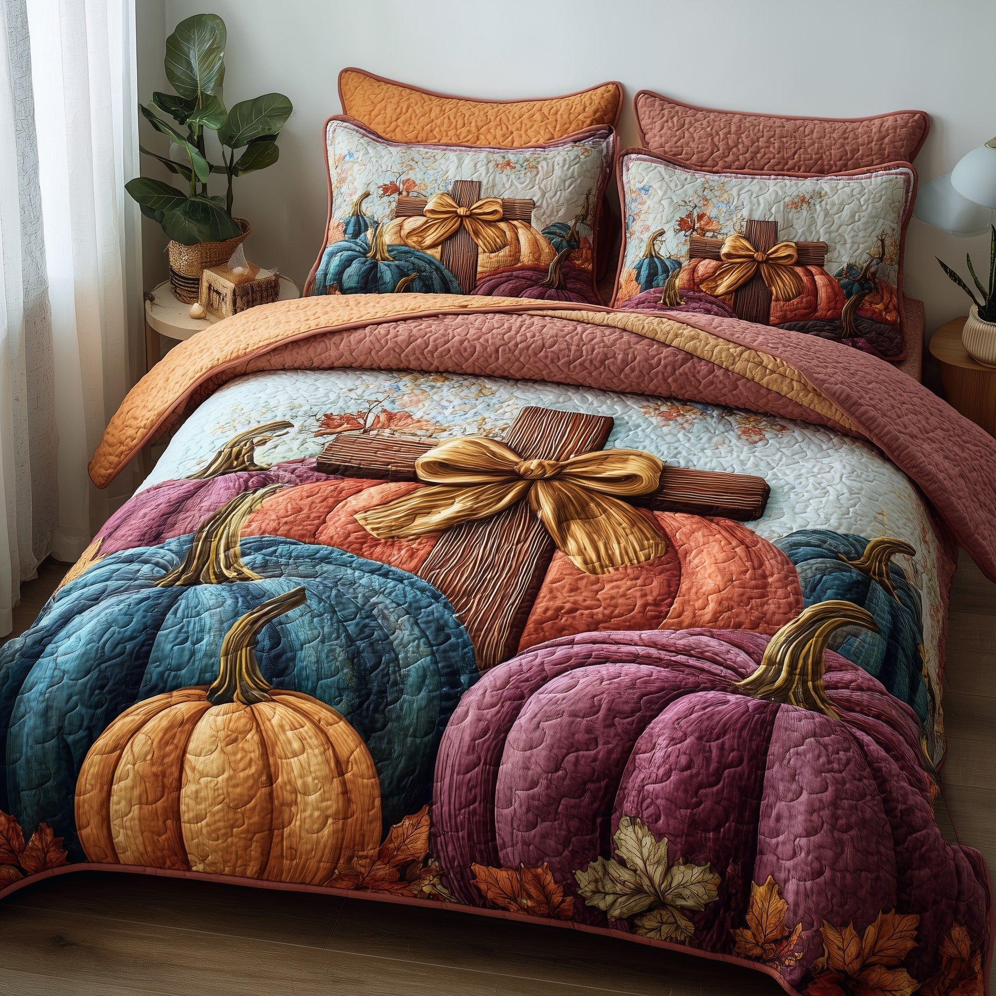 Fall For Jesus Quilted Bedding Set Cotton Sateen