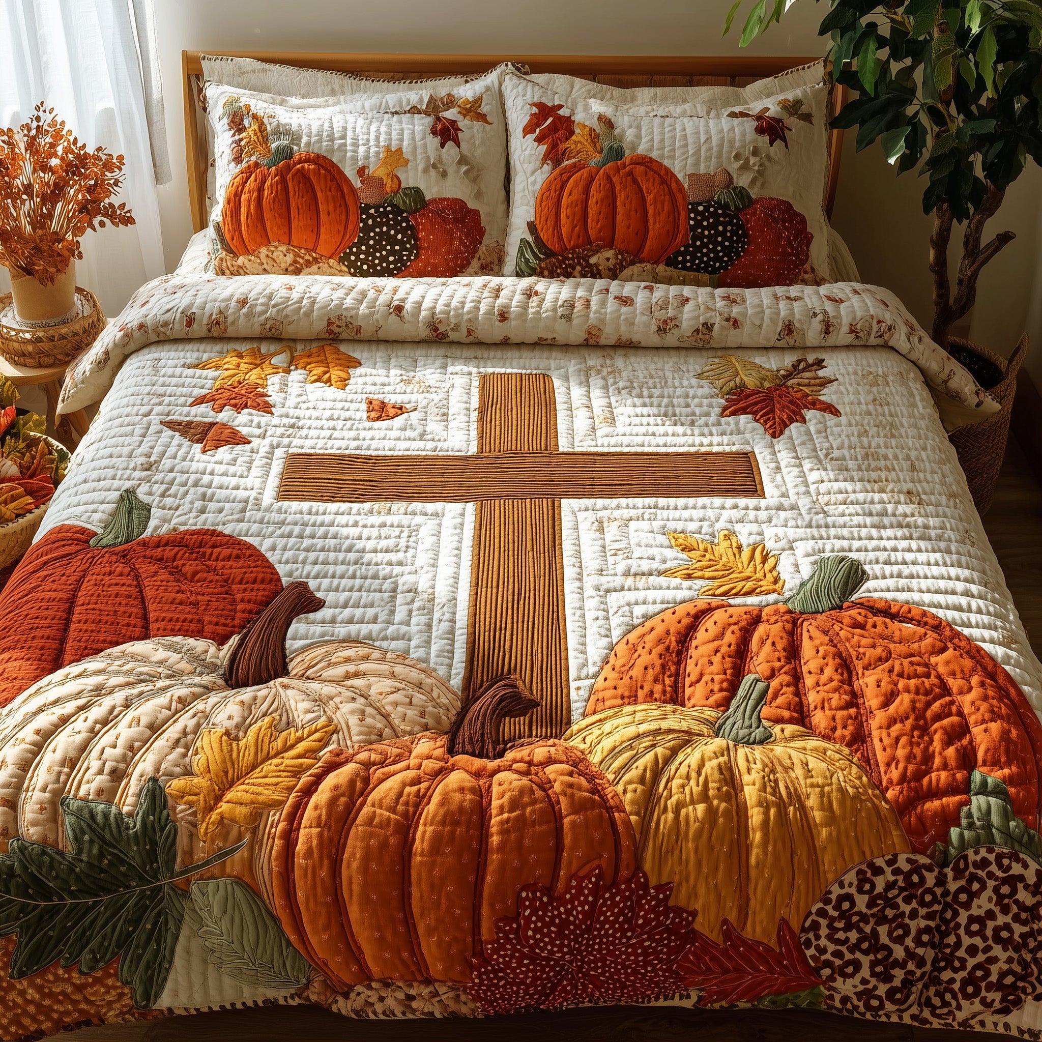 Fall For Jesus Quilted Bedding Set Duvet Cover Bedspread Best Autumn Gifts