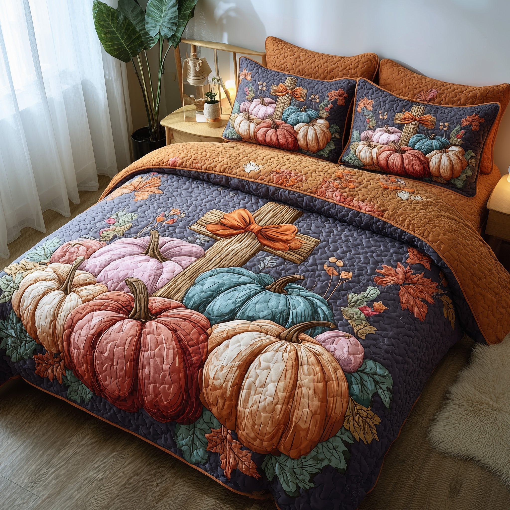 Fall For Jesus Quilted Bedding Set Holiday Gift