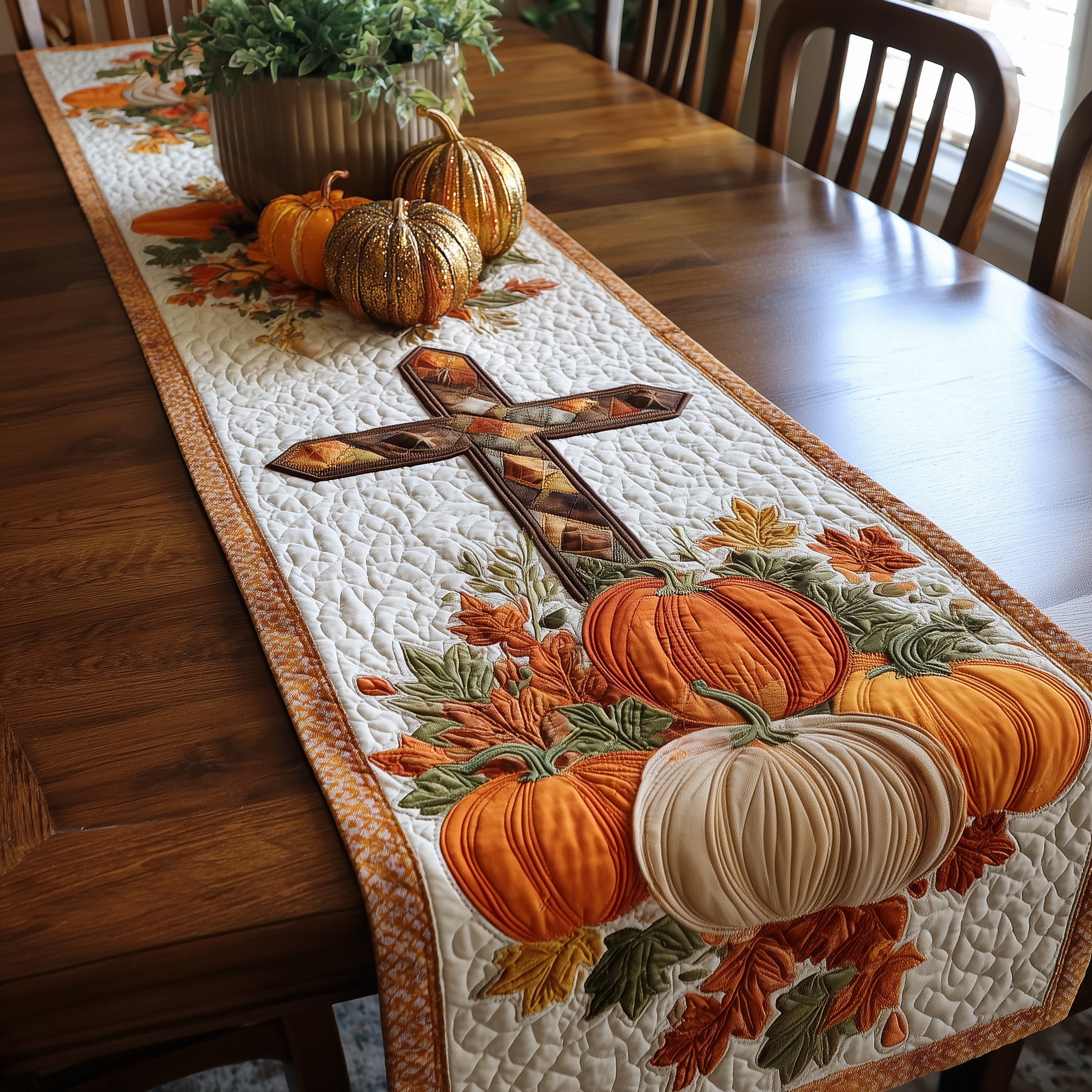 Fall For Jesus Quilted Table Runner Christmas Dining Room Table Runner