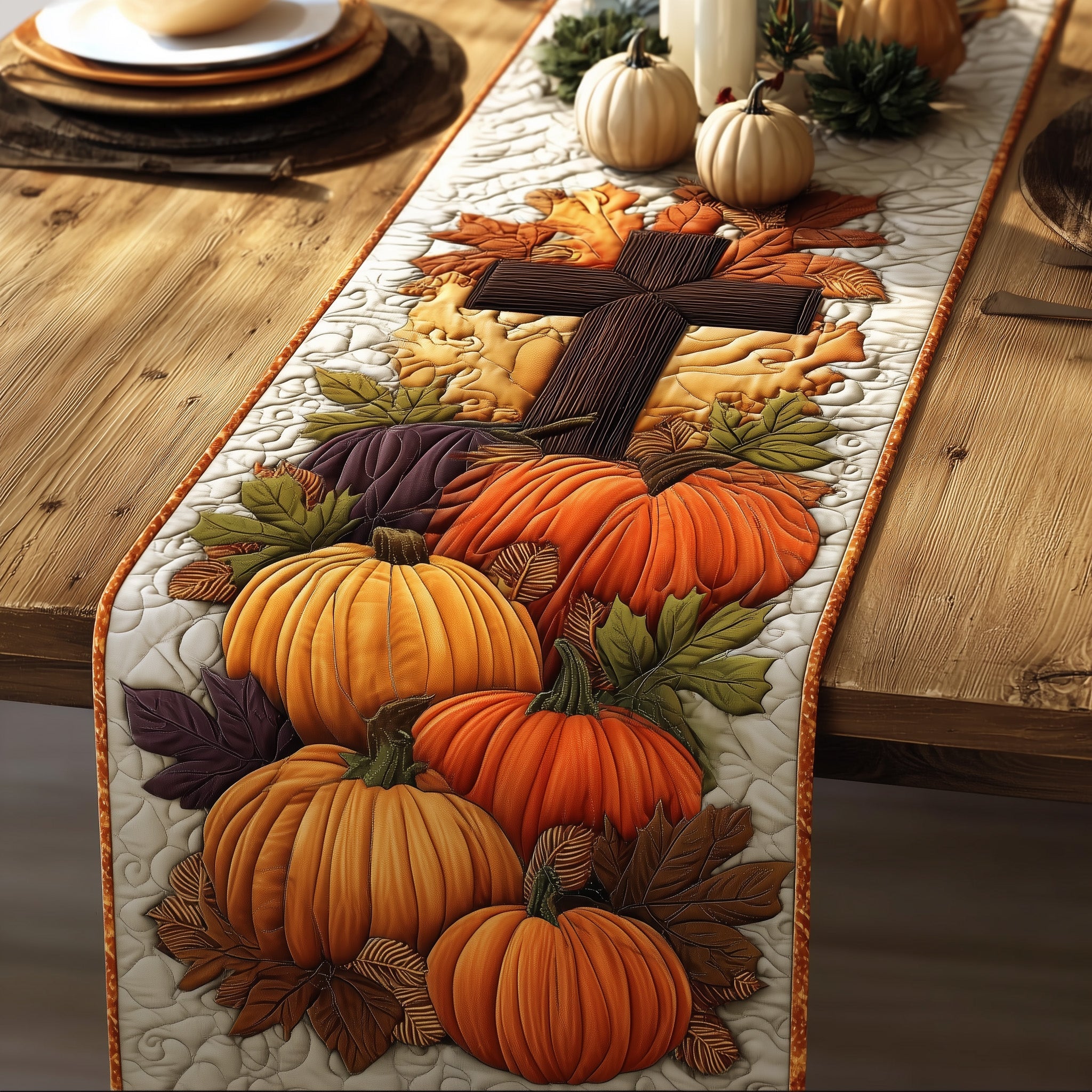Fall For Jesus Quilted Table Runner Christmas Table Runner for Family Meals