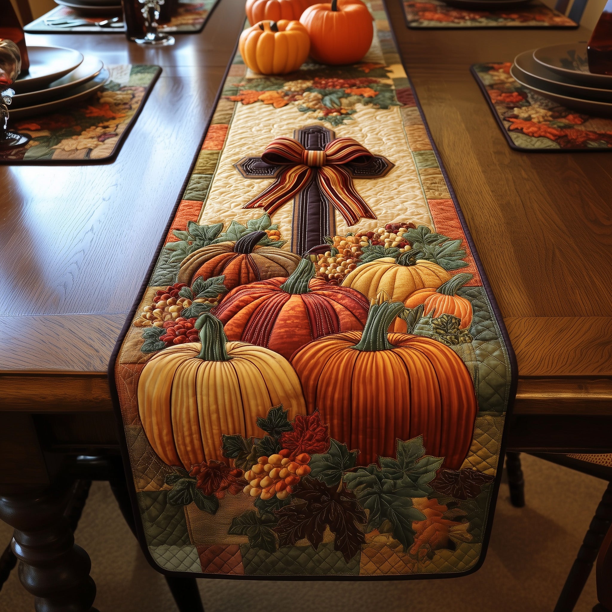 Fall For Jesus Quilted Table Runner Cozy Christmas Table Runner