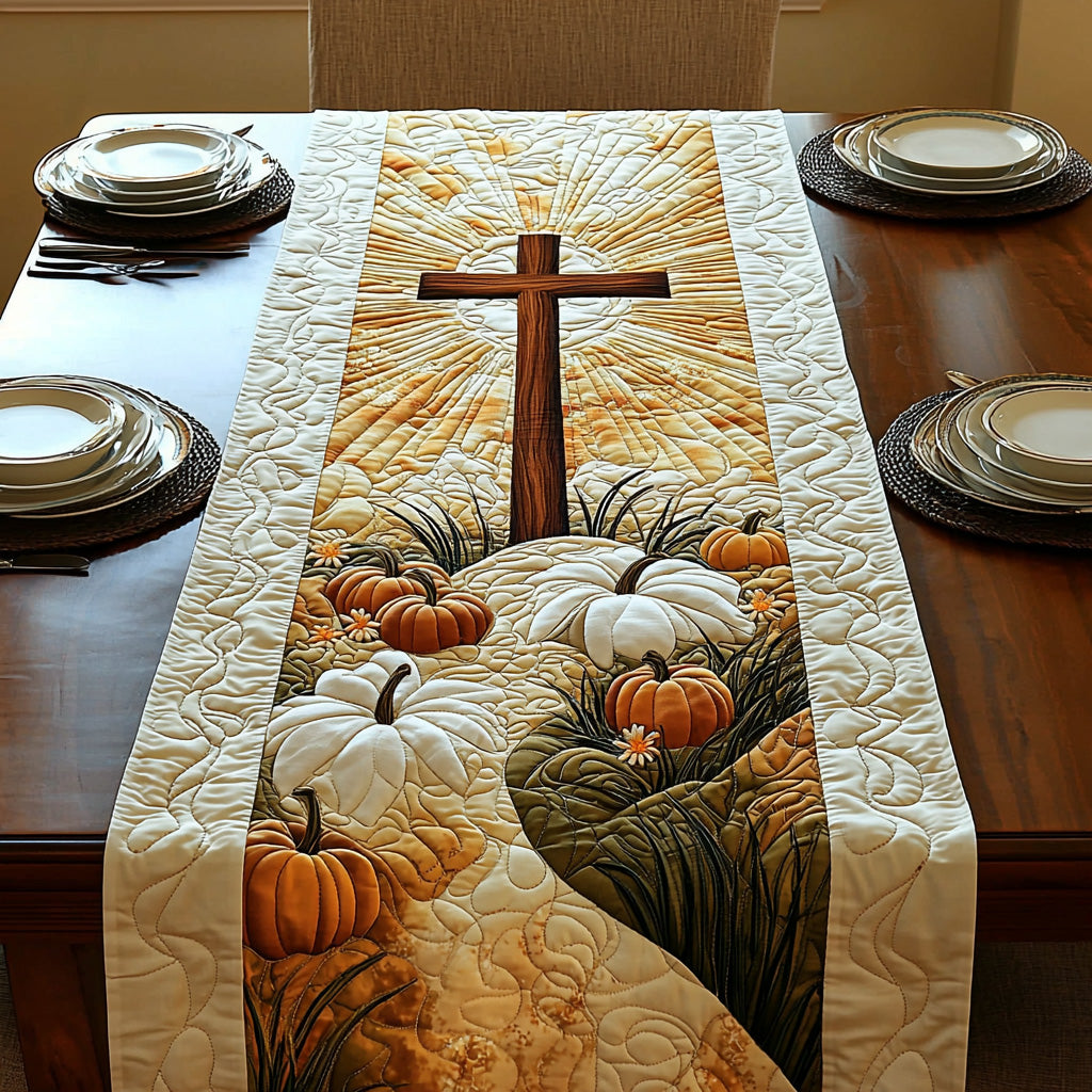 Fall for Jesus Quilted Table Runner Dinner Table Decor Gifts For Christians