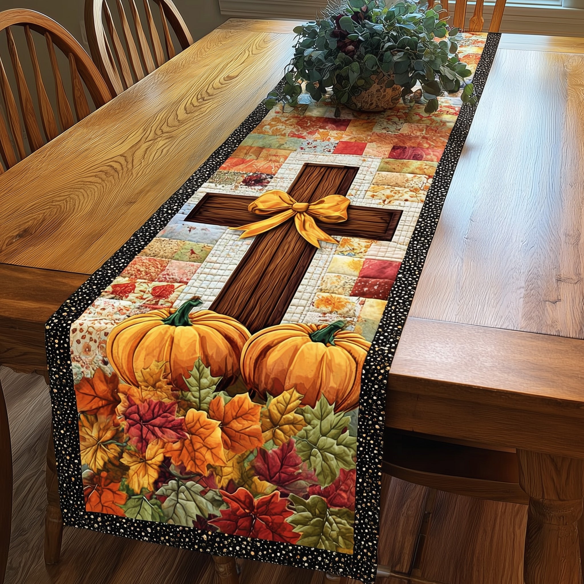 Fall For Jesus Quilted Table Runner Festive Table Runner for Dining Table