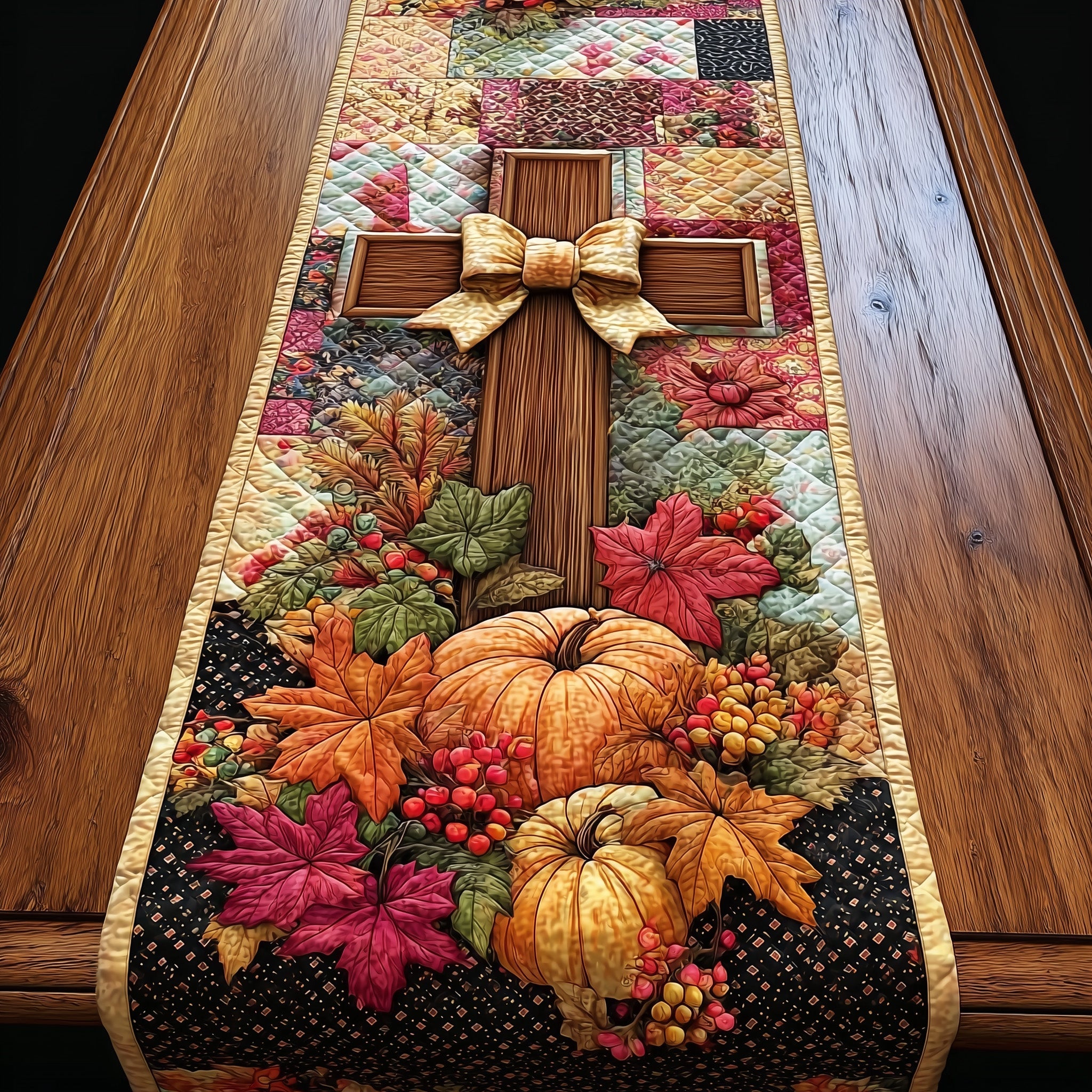 Fall For Jesus Quilted Table Runner Holiday Banquet Table Runner