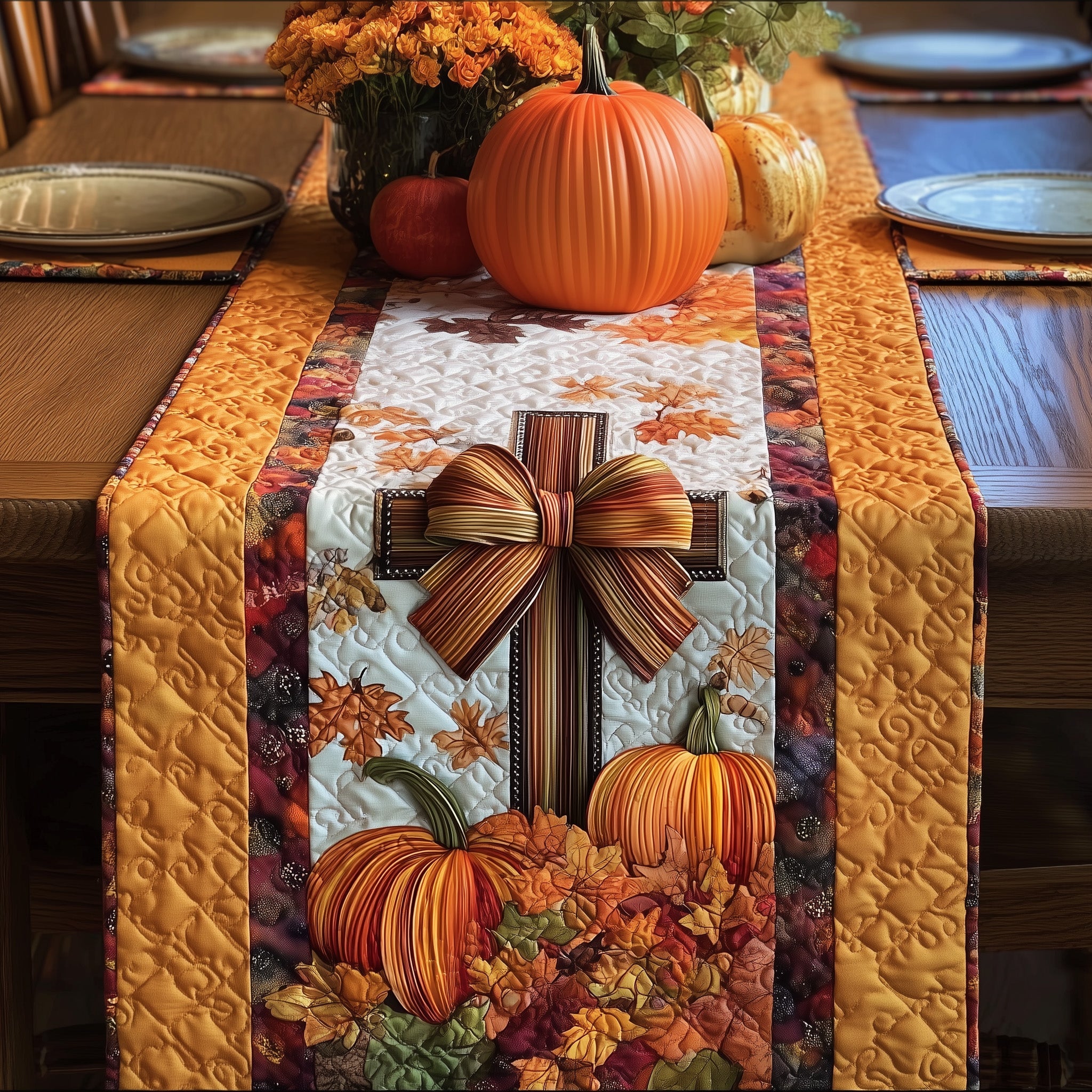 Fall For Jesus Quilted Table Runner Holiday Table Runner Decoration