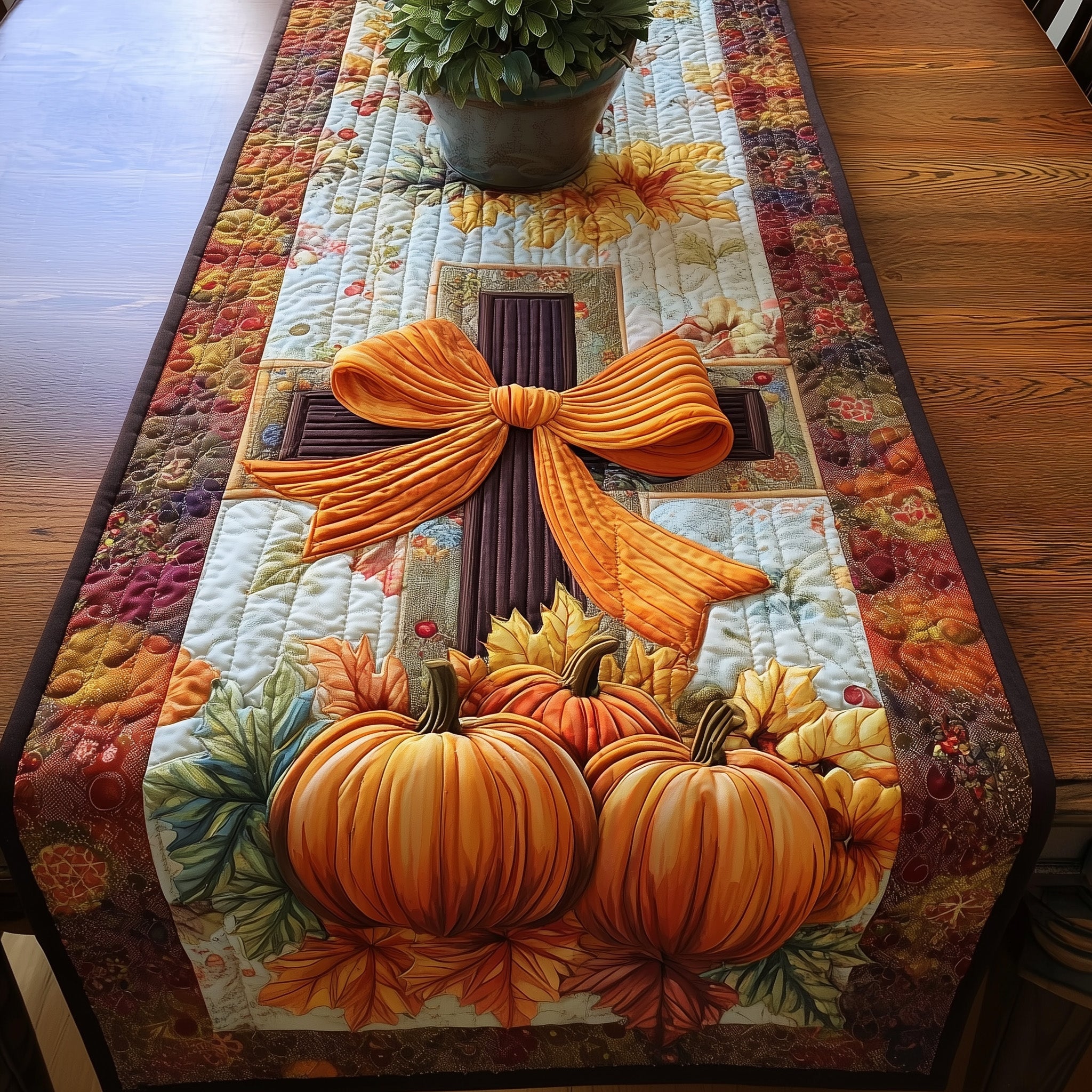Fall For Jesus Quilted Table Runner Merry Christmas Table Runner Decor