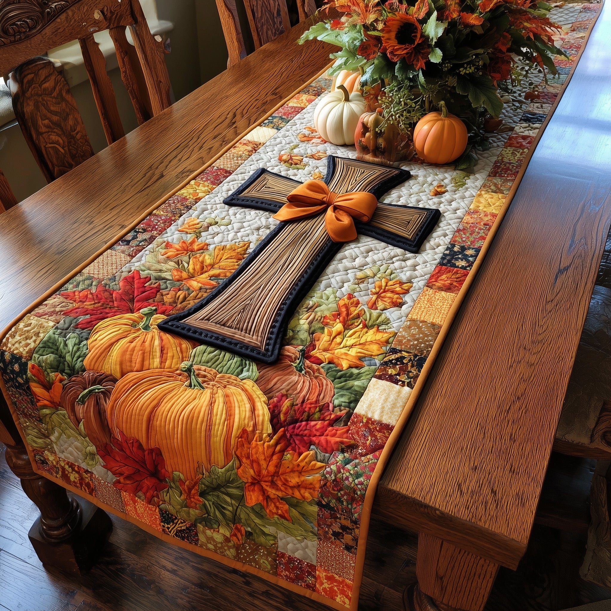 Fall For Jesus Quilted Table Runner Winter Holiday Table Runner Decor