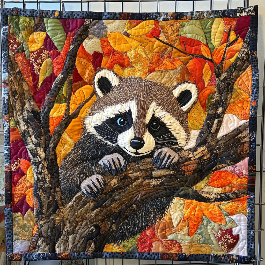 Fall Forest Friend Quilted Blanket Funny Raccoon Gifts For Friend