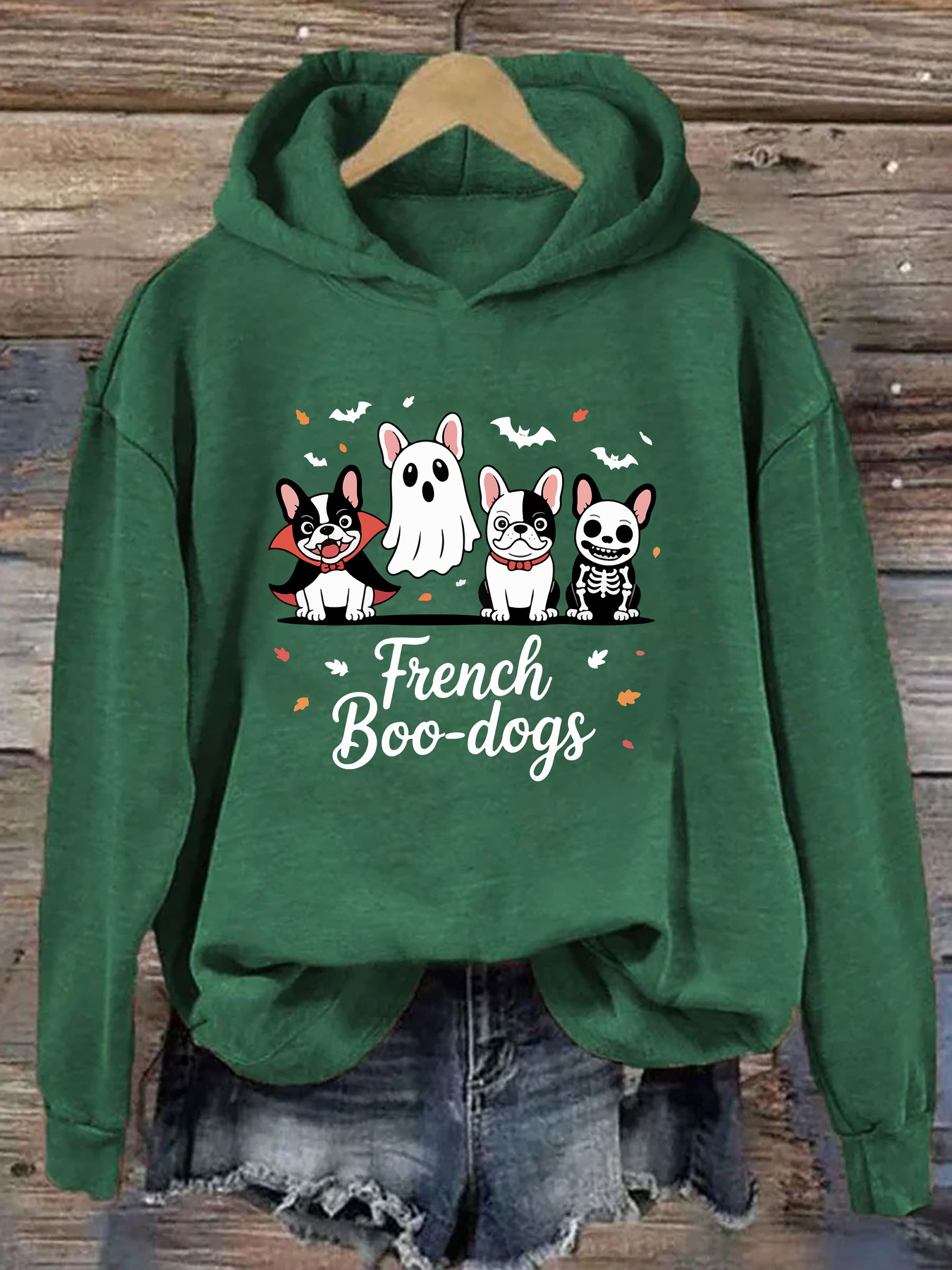 Fall French Bulldog Halloween Hoodie Animal Themed Holiday Apparel Dog Gift Ideas