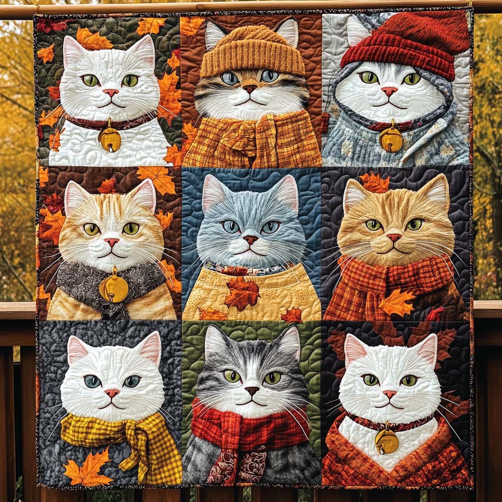Fall Furballs Quilted Blanket Presents For Cat Lovers