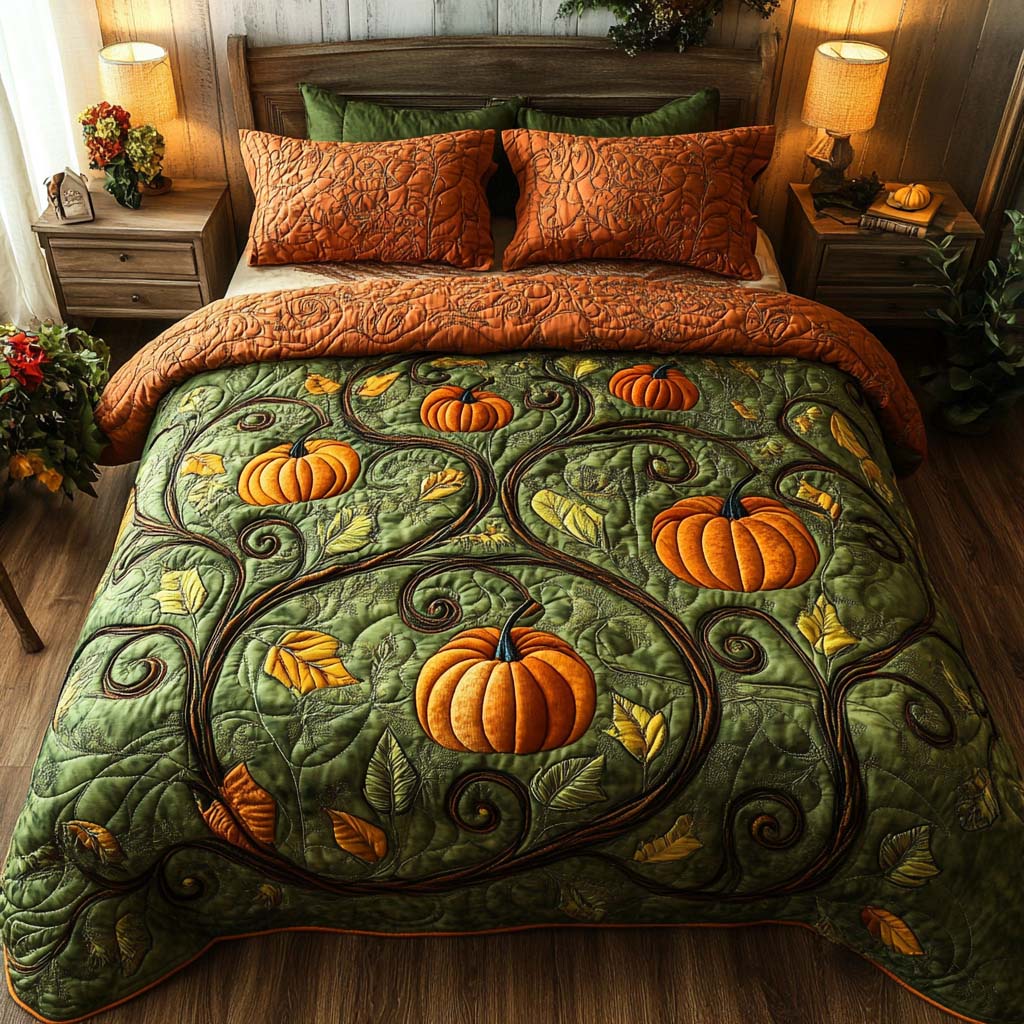 Fall Garden Path Quilted Bedding Set Unique Bed Sheet Set Cool Fall Gifts
