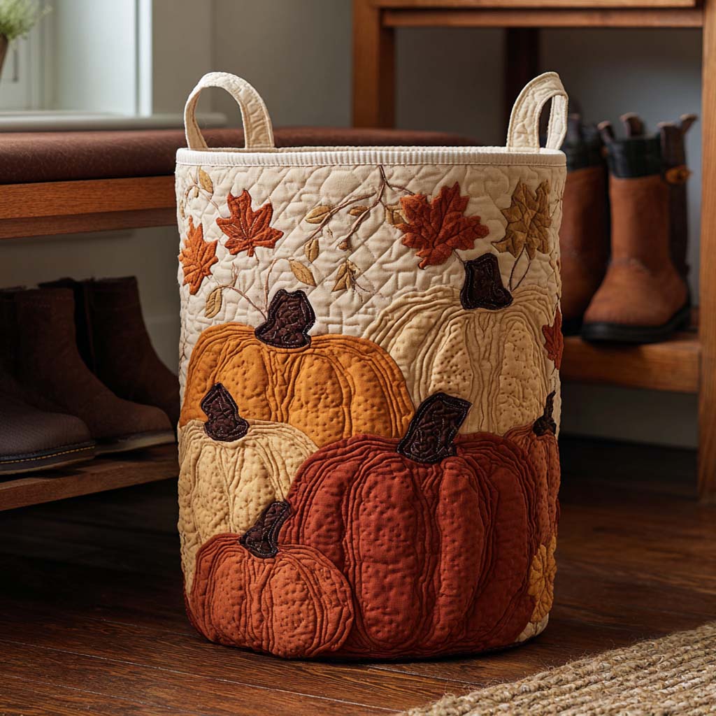 Fall Gatherer Quilted Laundry Basket Merch For Family