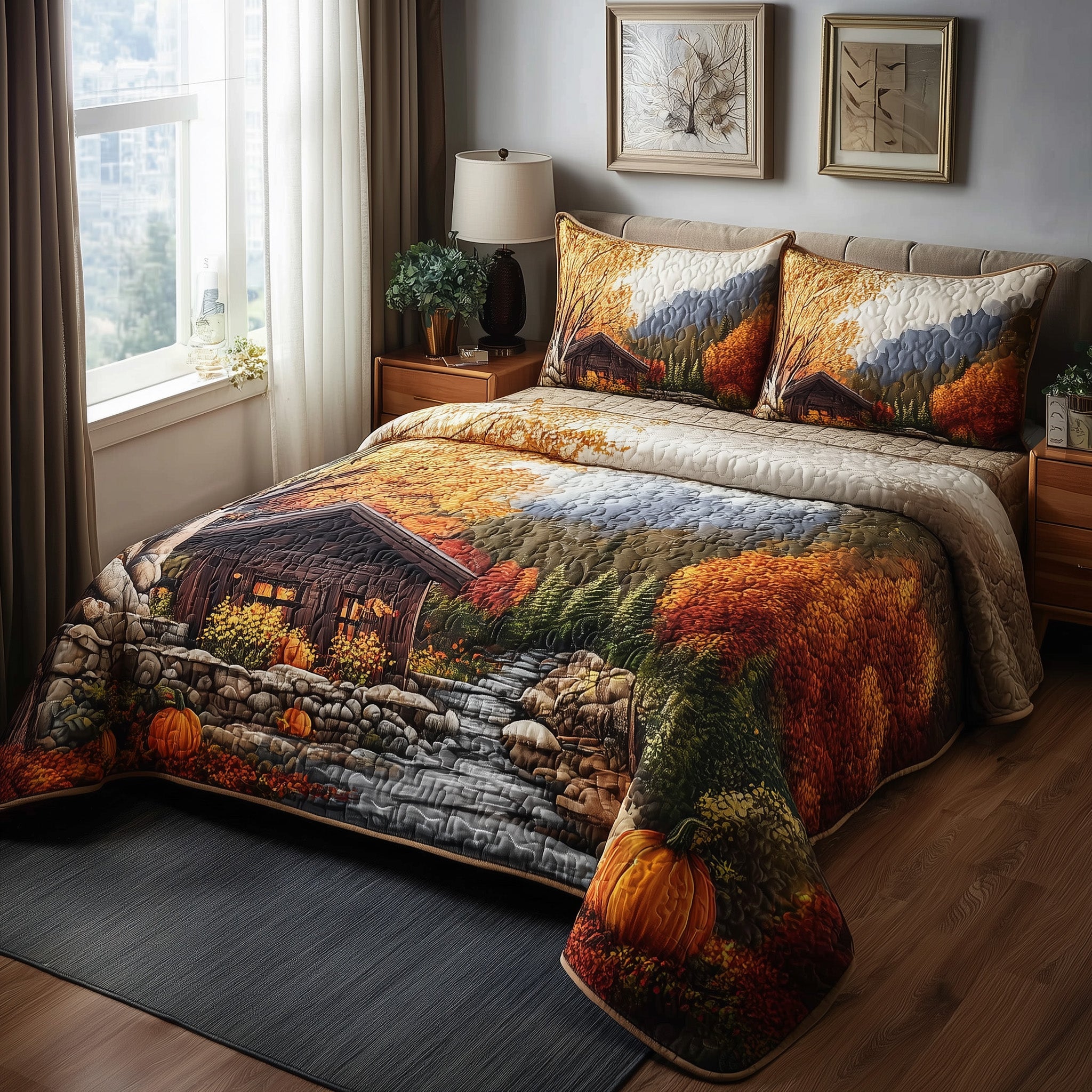 Fall Glow Quilted Bedding Set For Couples