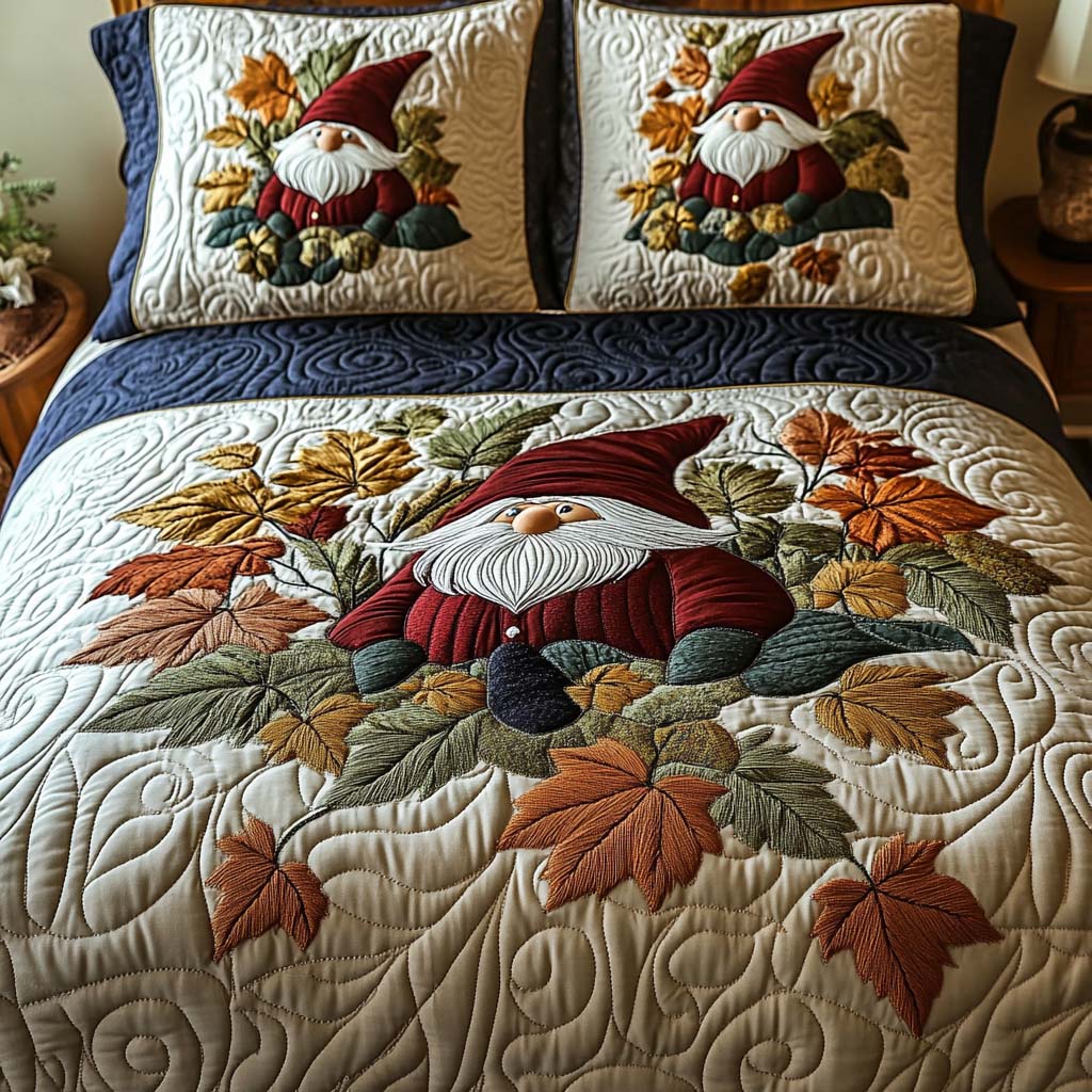 Fall Gnome Quilted Bedding Set Bedroom Decor Cool Fall Gifts