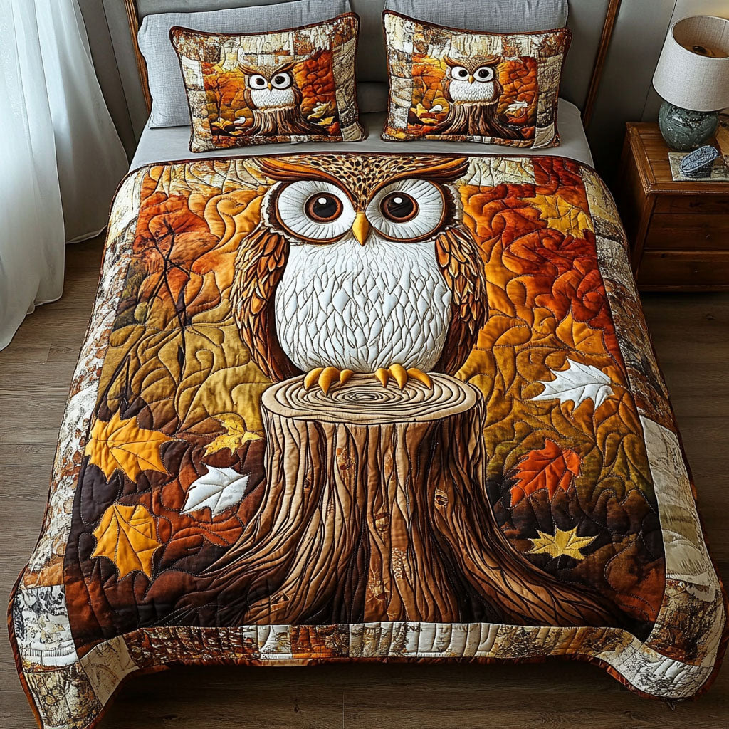 Fall Guardian Quilted Bedding Set Best Bedspread Set Owl Themed Gifts