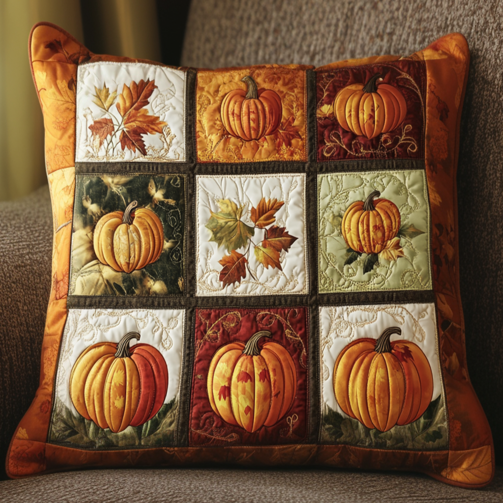 Fall Harvest Parade Quilted Pillow Case Snowflake Christmas Pillow Cover
