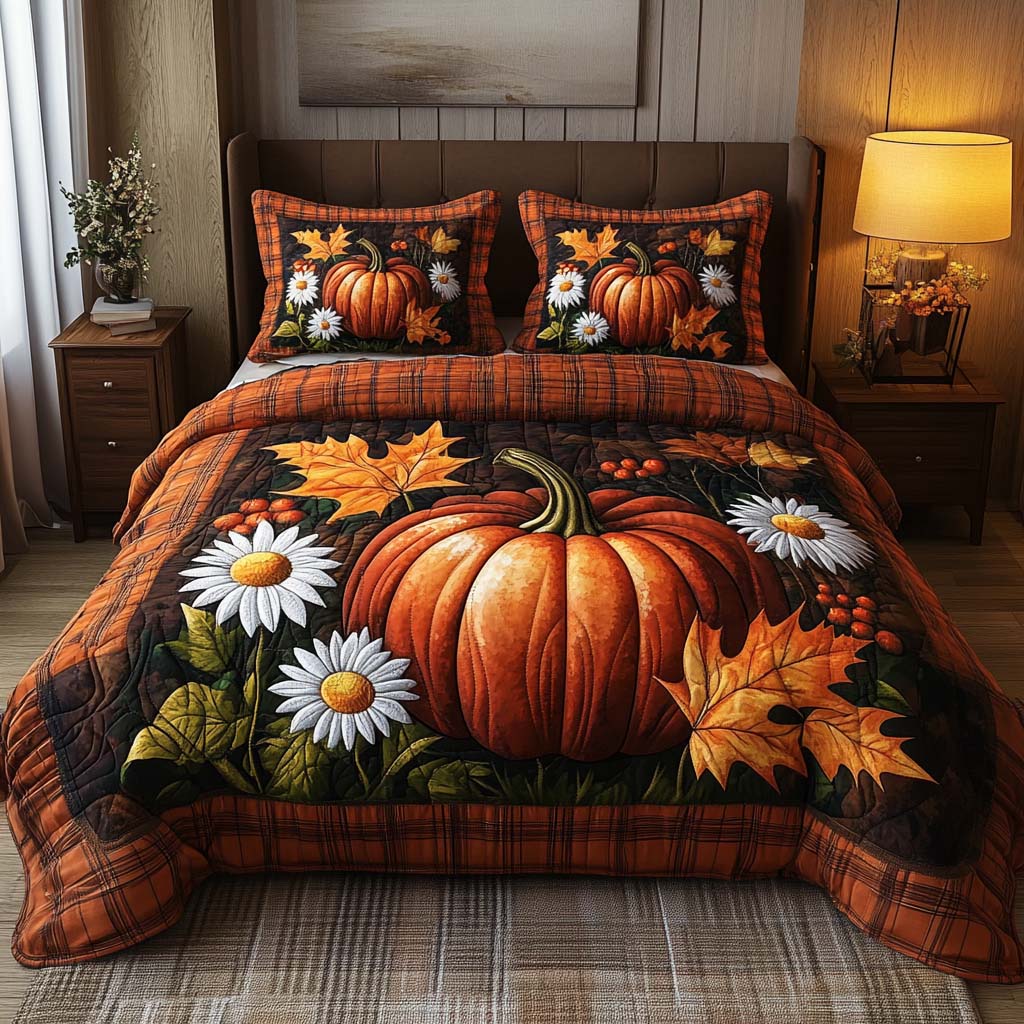 Fall Heartbeat Calm Quilted Bedding Set Bed Decor Fall Gift Items
