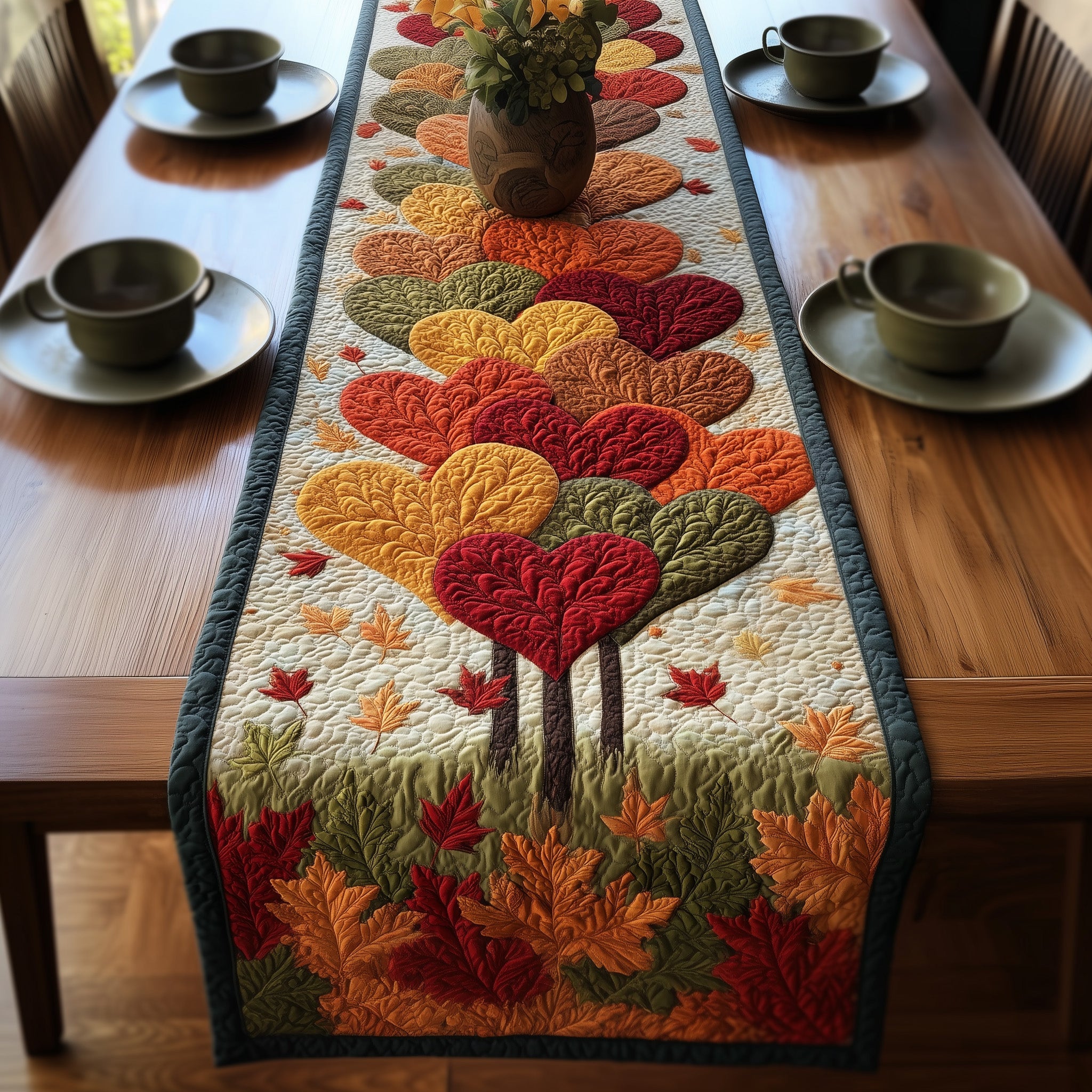 Fall In Love Quilted Table Runner Christmas Table Runner Decoration