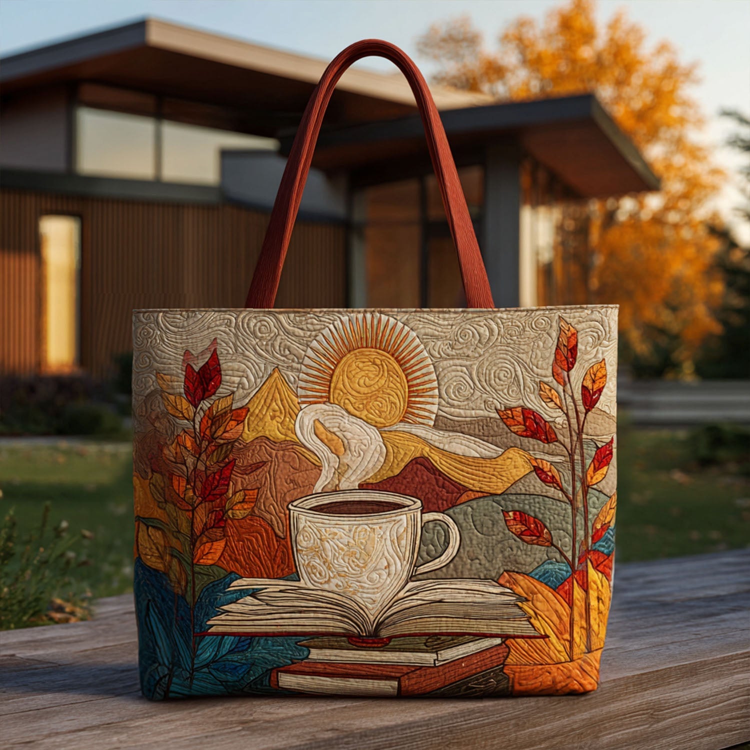 Fall Into Fiction Quilted Tote Bag Gifts For Book Lovers Nerd