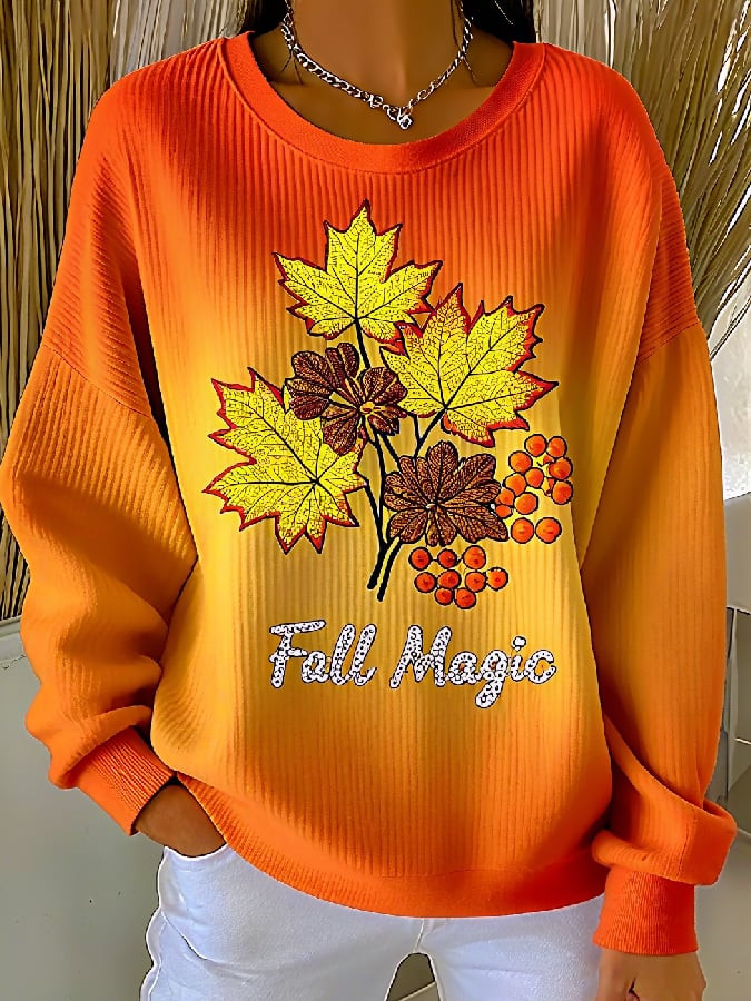 Fall Magic Thanksgiving Sweatshirt Autumn Leaf Floral Apparel Gift Ideas