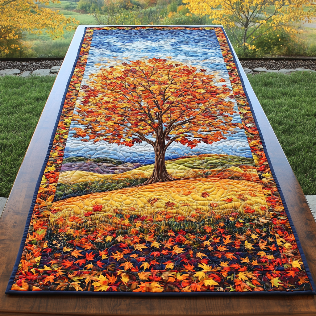 Fall Meadow Quilted Table Runner Fall Table Toppers Family Holiday Gifts
