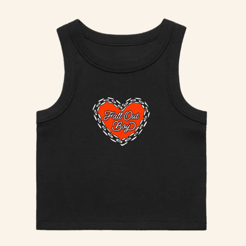 Fall Out Boy Merch Heart Chain Crop Tank Birthday Present For Her Fall Out Boy Merch Heart Chain Crop Tank Birthday Present For Her