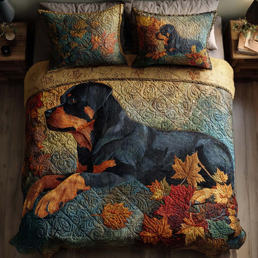 Fall Protector Quilted Bedding Set Best Christmas Duvet Cover Set Rottweiler Dad Gifts