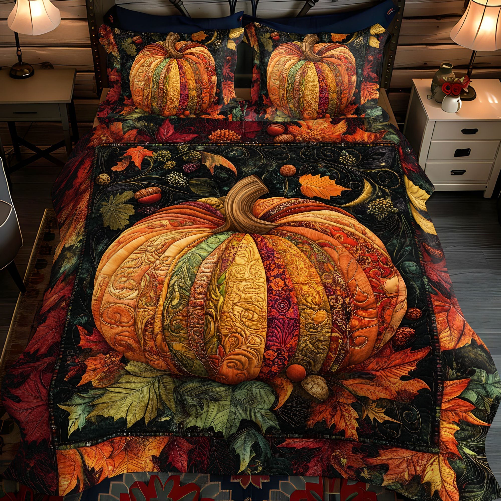 Fall Pumpkin Magic Quilted Bedding Set Best Comforter Sets Autumn Presents
