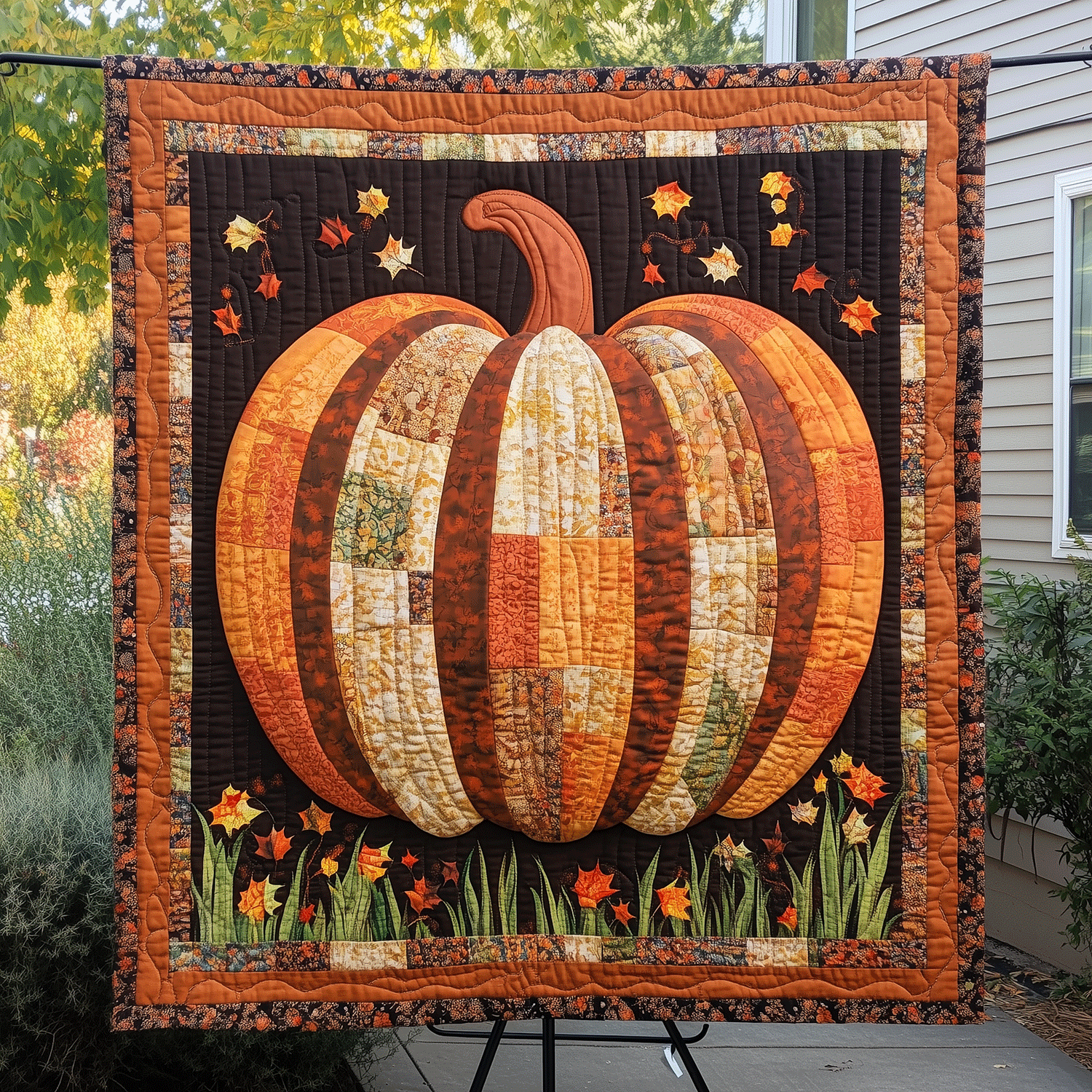 Fall Pumpkin Quilted Blanket Autumn Presents
