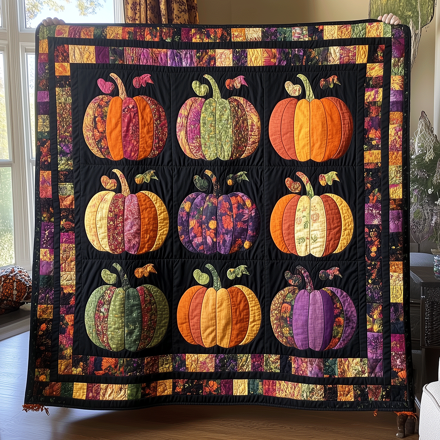 Fall Pumpkin Quilted Blanket Spooky Gifts For Her
