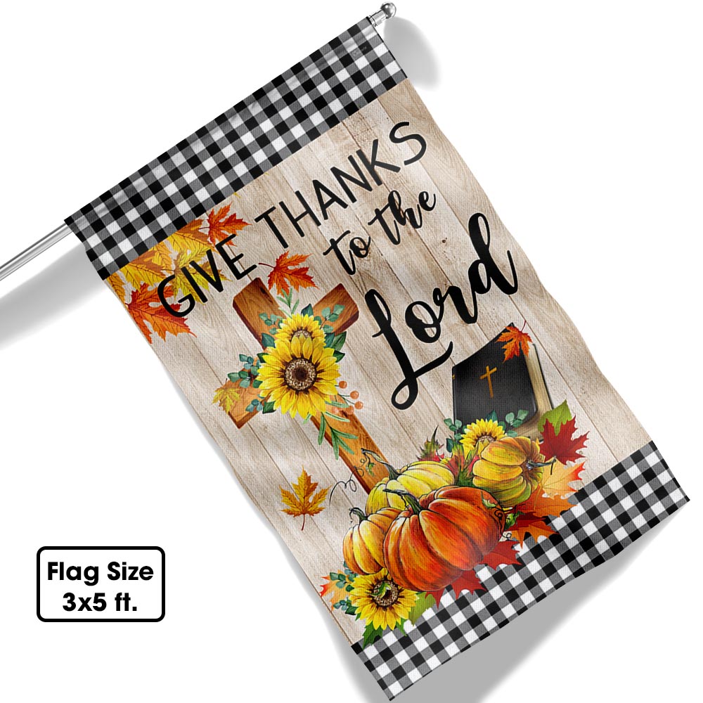Fall Pumpkins Flag Give Thanks To The Lord Thanksgiving Halloween Flag