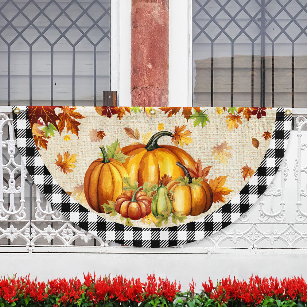 Fall Pumpkins Harvest Happy Fall Y All Non Pleated Fan Flag