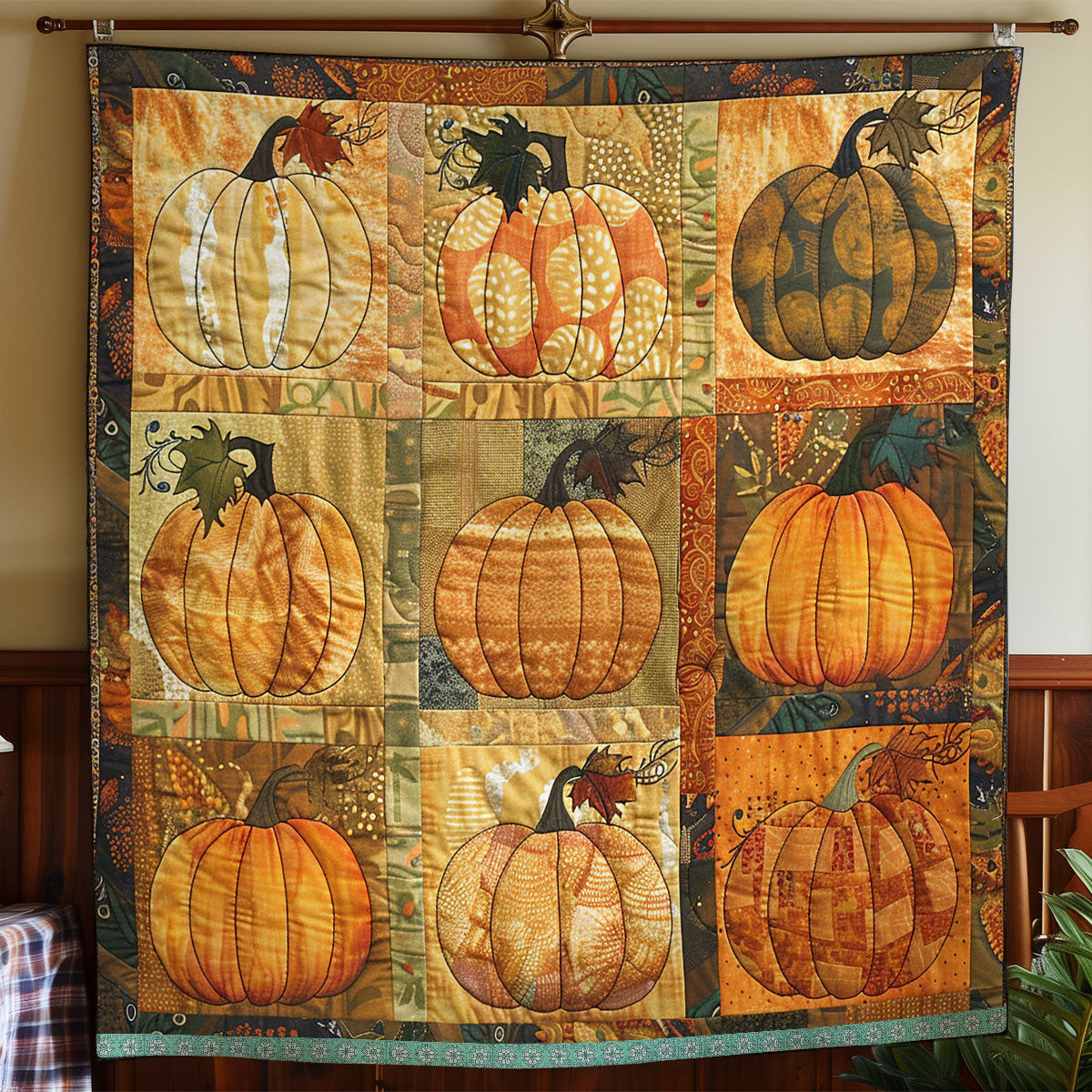 Fall Pumpkins Quilt Blanket Couch Blanket Best Special Birthday Gifts For Grandma