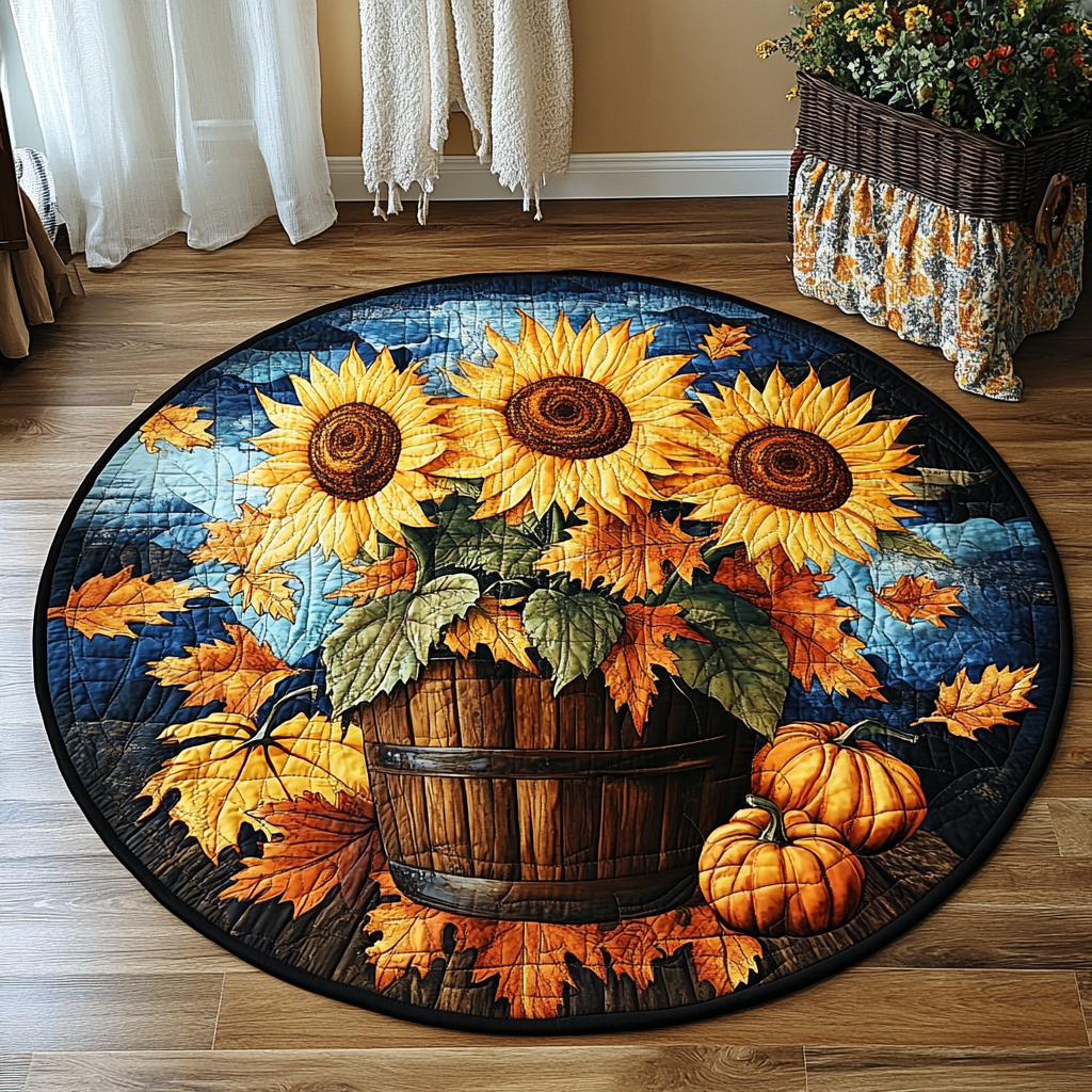 Fall Quilted Round Mat Christmas Entry Way Decor Christmas Gifts For A Farmer Dad