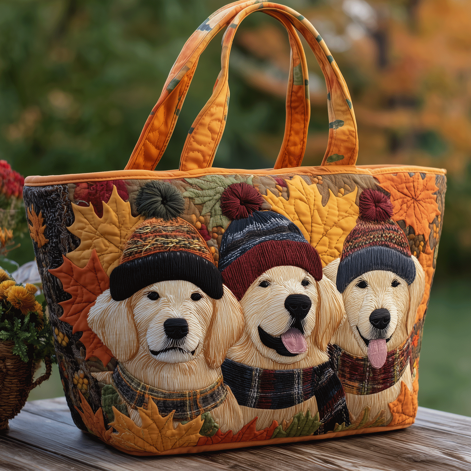 Fall Retriever Quilted Tote Bag Dog Inspired Gifts