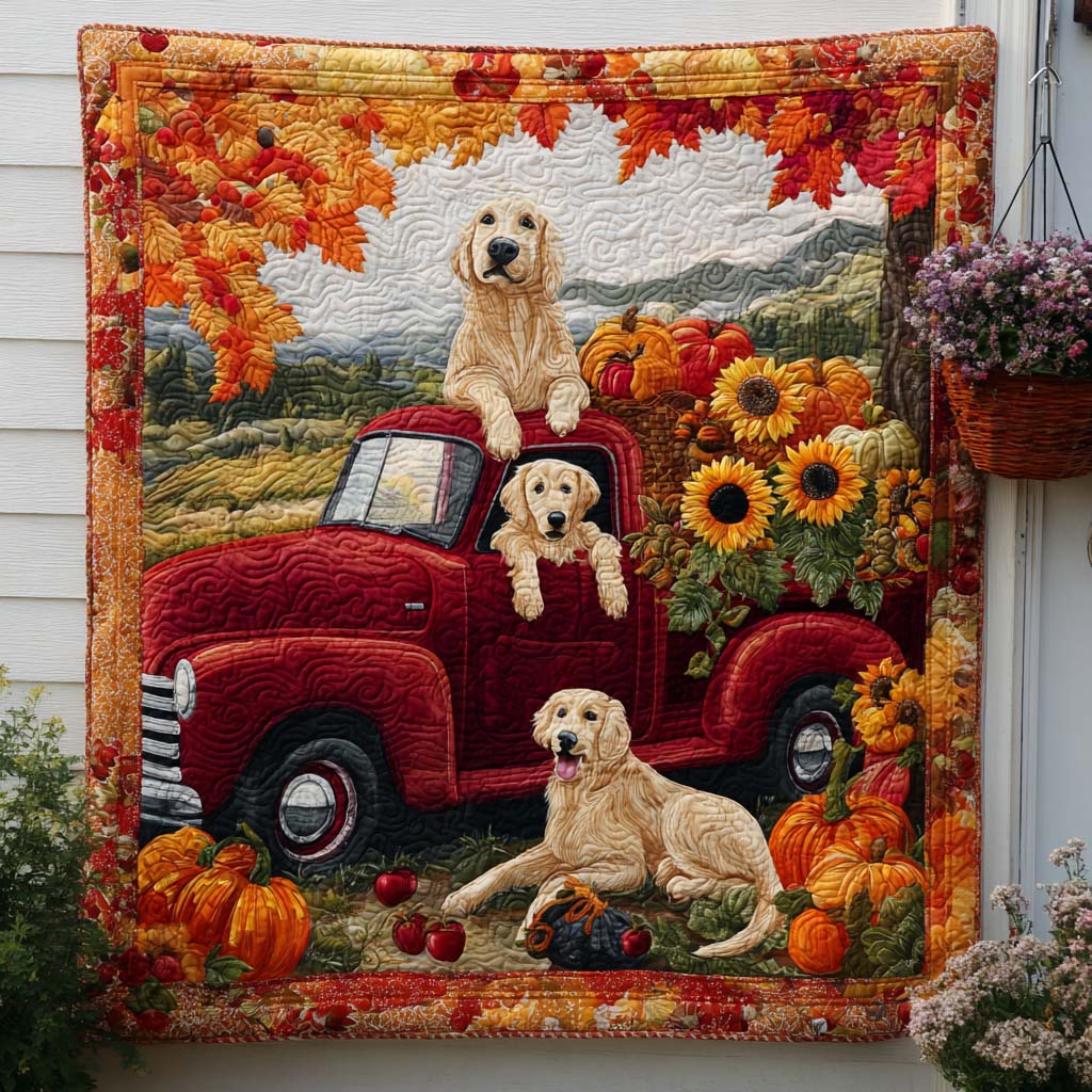 Fall Ride Quilted Blanket Fall Theme Throw Blanket Chihuahua Gifts Dog Lovers