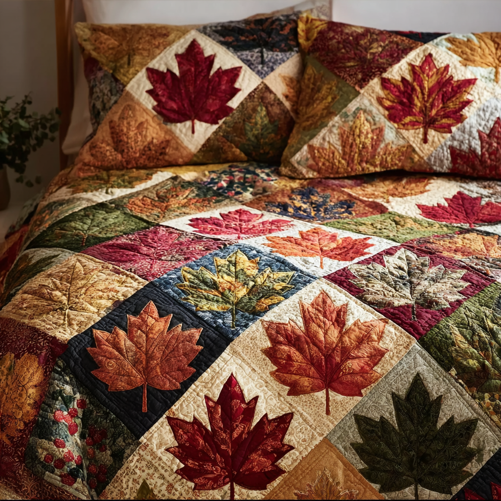 Fall Spirit Quilted Bedding Set Best Bedspread Set Autumn Themed Gifts