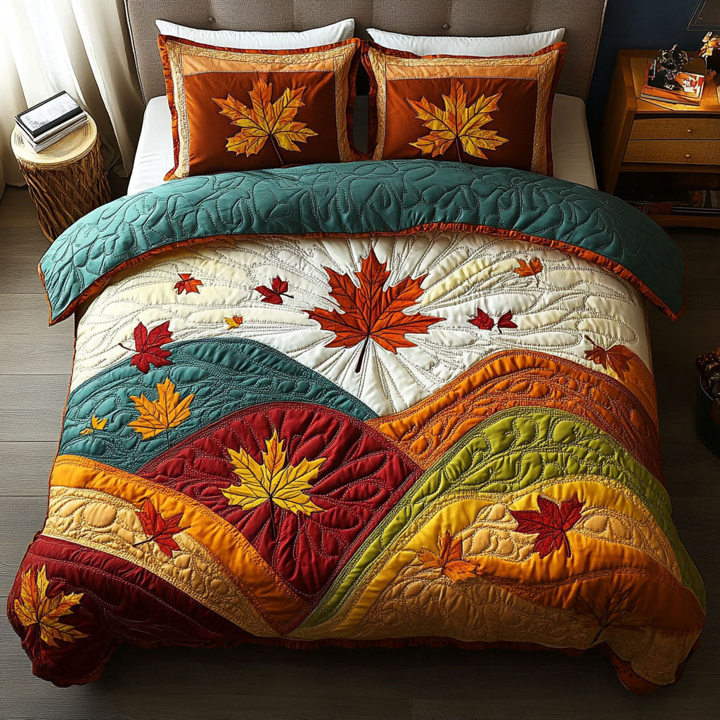 Fall Splendor Quilted Bedding Set Bed Room Decoration Gifts For Autumn Lovers