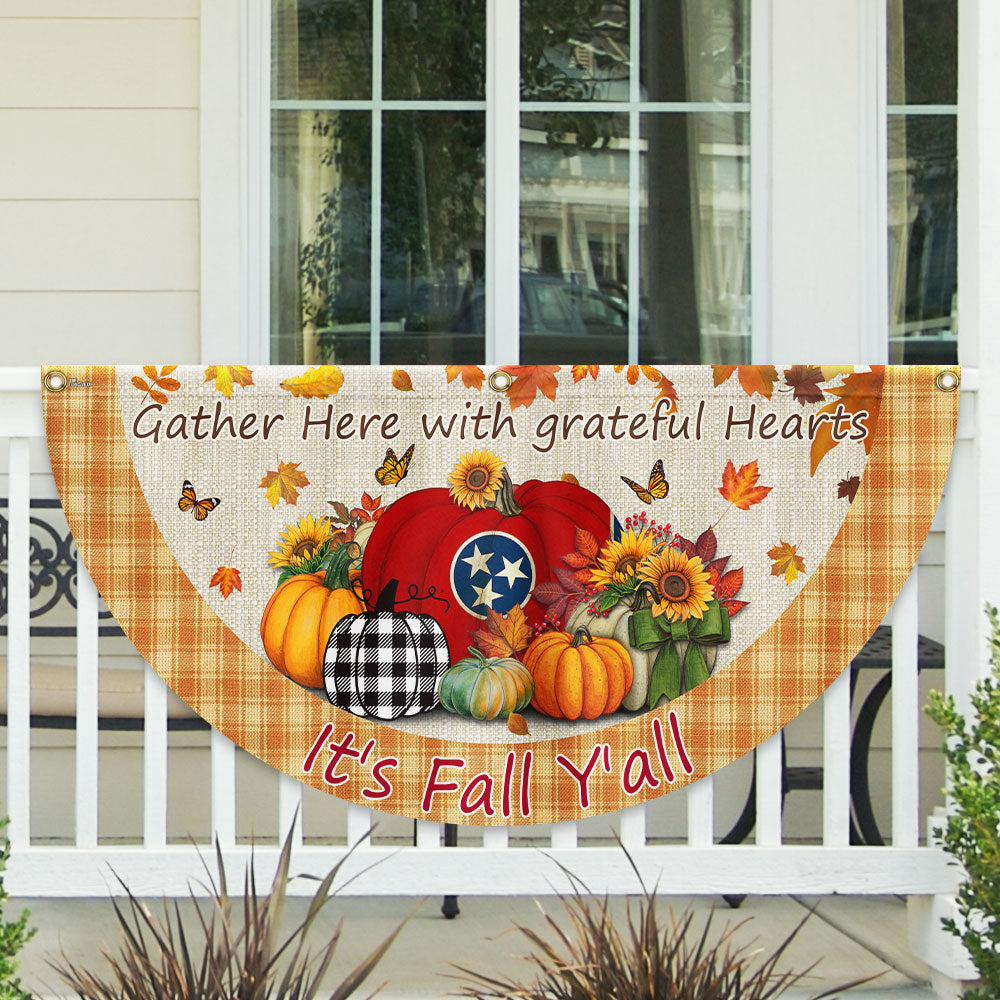 Fall Tennessee Flag It S Fall Y All Halloween Pumpkin Thanksgiving Non Pleated Fan Flag Tp