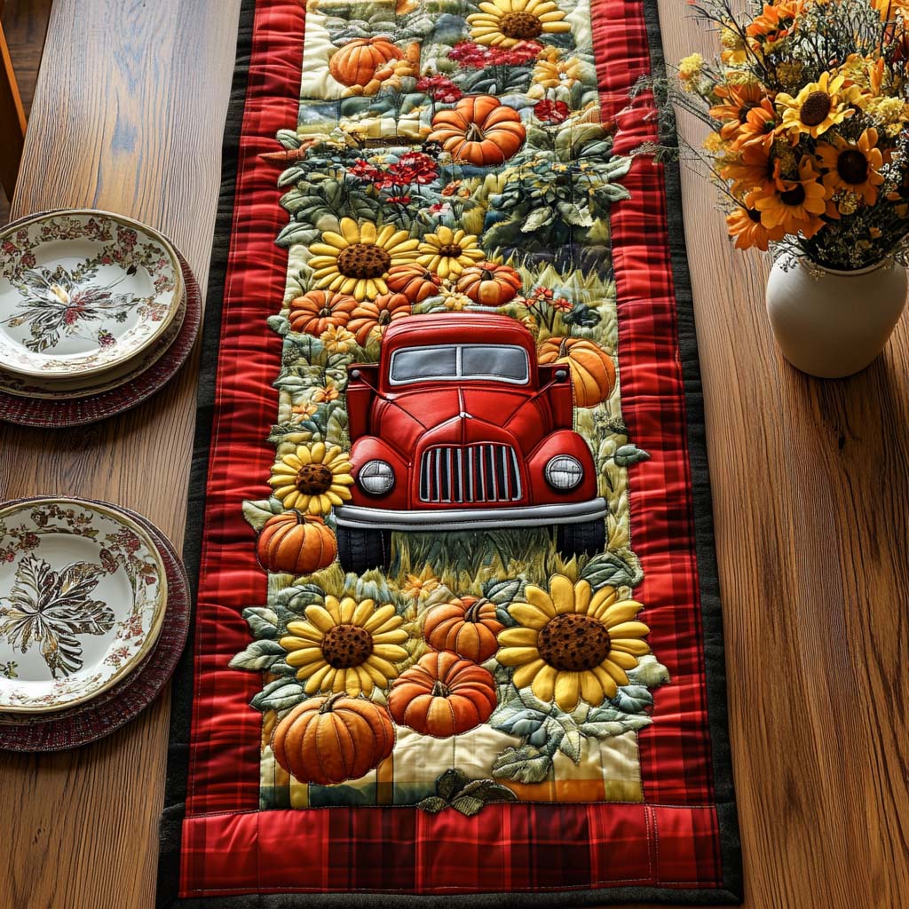 Fall Truck Quilted Table Runner Fall Table Cover Good Gifts For Mom