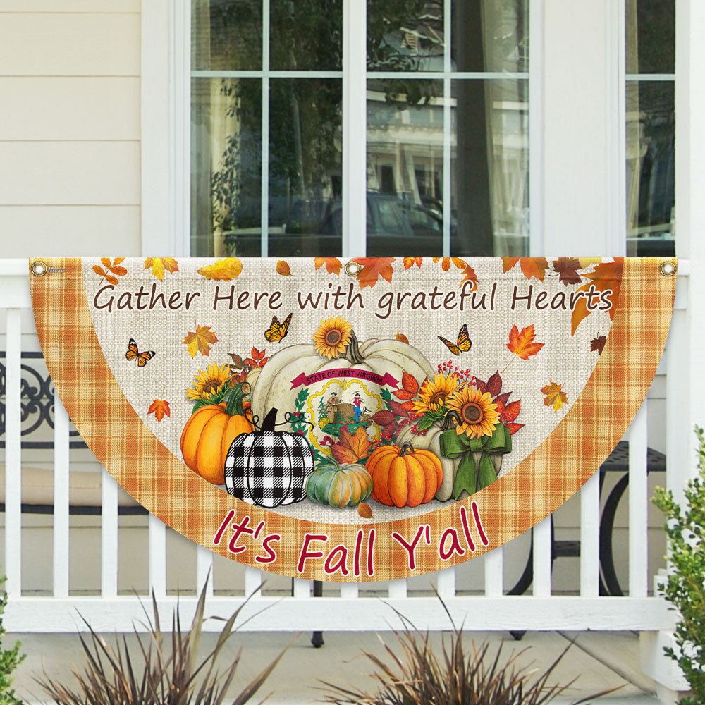 Fall West Virginia Flag It S Fall Y All Halloween Pumpkin Thanksgiving Non Pleated Fan Fla