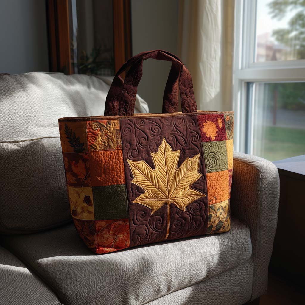 Fall Whispers Quilted Tote Bag Sunflower Christmas Gift Ideas