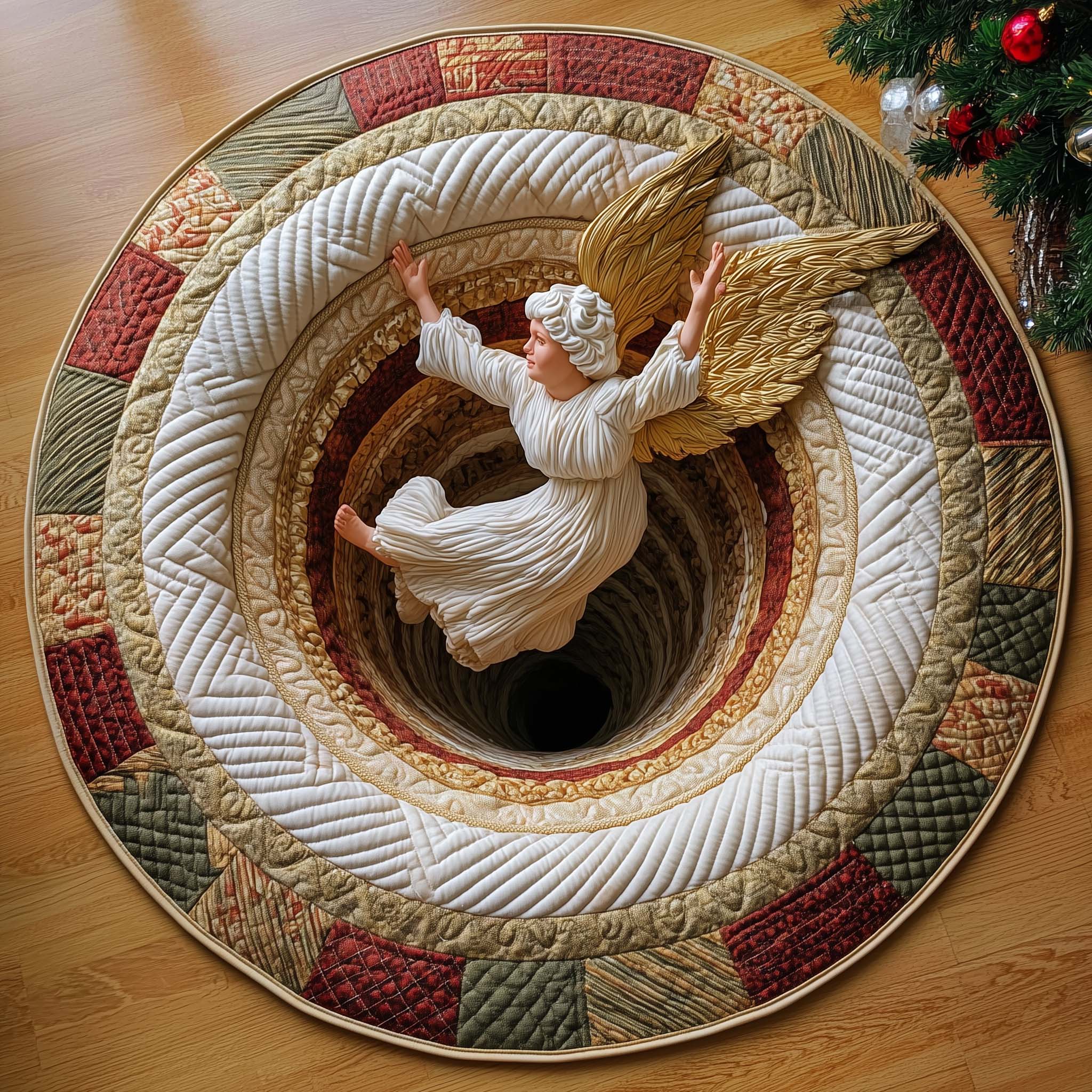 Fallen Christmas Angel Quilted Round Mat Perfect Quilted Round Mat for Any Floor Surface
