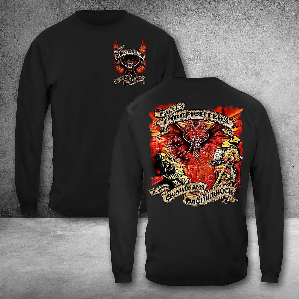 Fallen Firefighters Guardians Long Sleeve Shirt Firefighter Black Shirt Dad Gifts